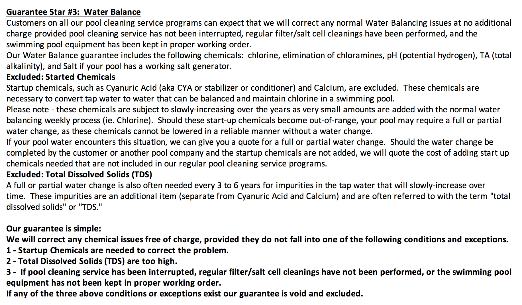 7 Star Shoal Creek Pool Service Guarantee